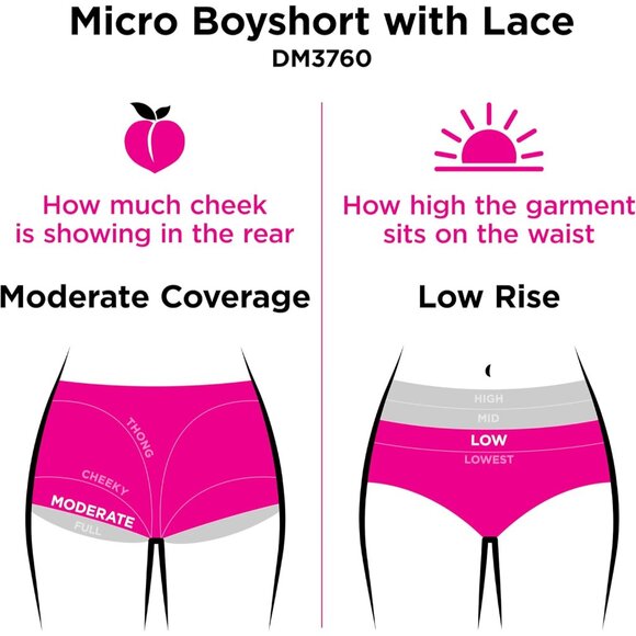 Women's Microfiber Lace Boyshort Panties 3-Pack Medium Comfort Full Coverage - Picture 4 of 6
